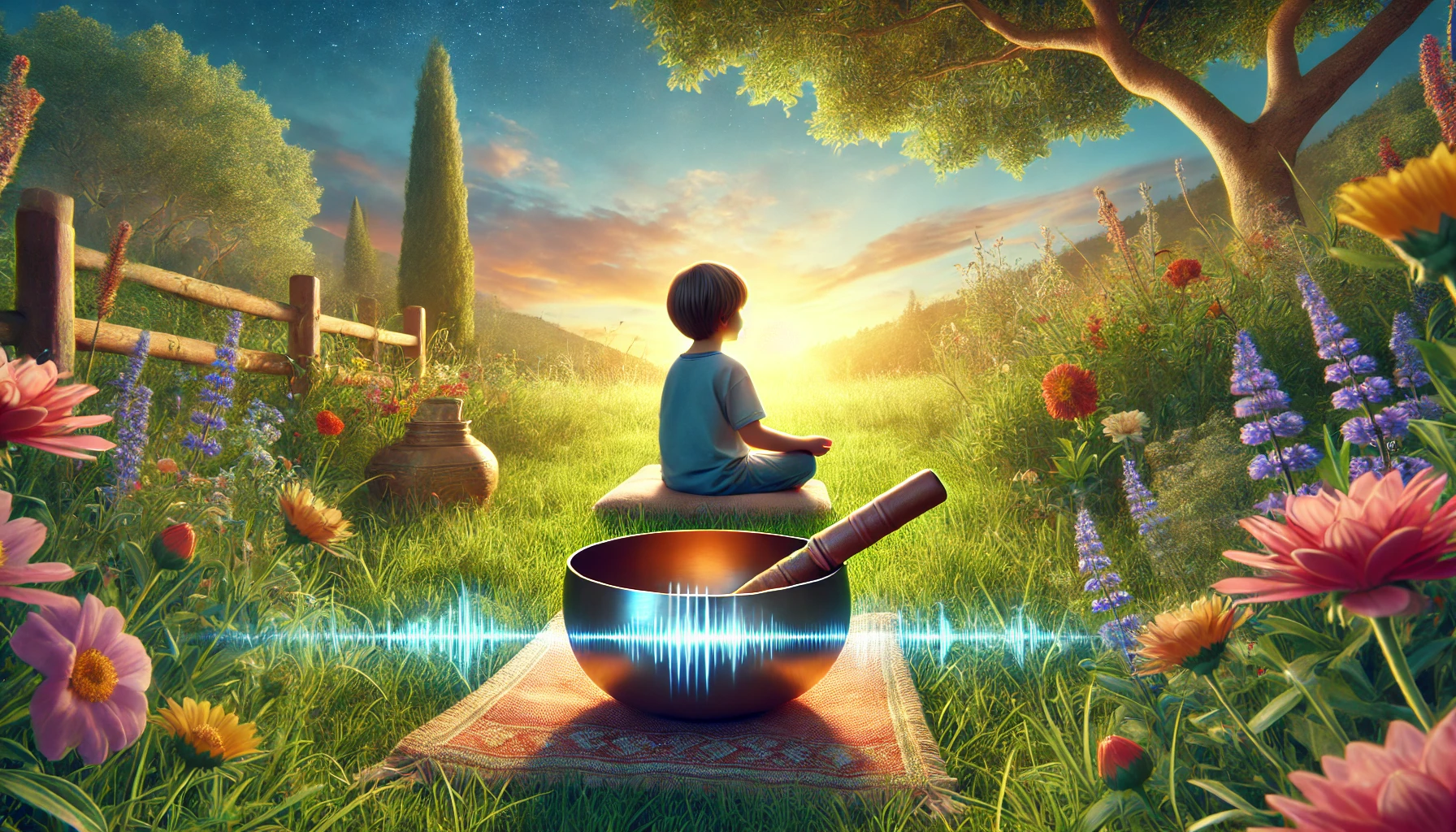 meditación con cuencos tibetanos para niños
